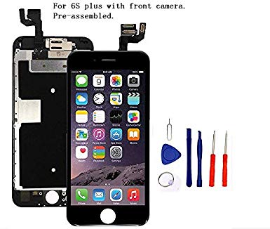 Screen Replacement Compatible with iPhone 6S Plus Full Assembly - LCD 3D Touch Display Digitizer with Ear Speaker, Sensors and Front Camera, Fit Compatible with All iPhone 6S Plus (black-6SP)