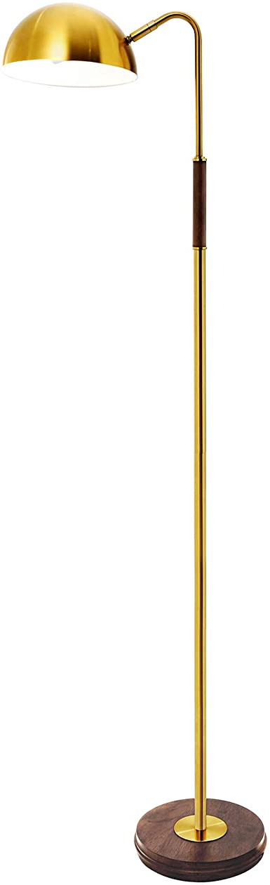 CO-Z Gold Floor Lamp Mid-Century Modern, Antique Arc Standing Lamp Adjustable, 59'' Vintage Task Floor Lamp with Aged Brass Finish for Living Room, Bedroom, Reading, Office.