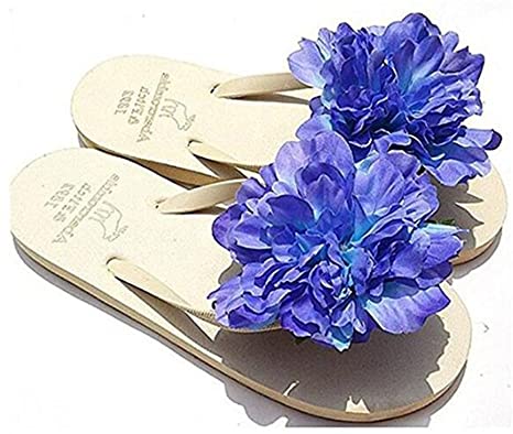 HYL World Women's Beach Flip Flops With Flower Ornament - Summer Walking Sandals