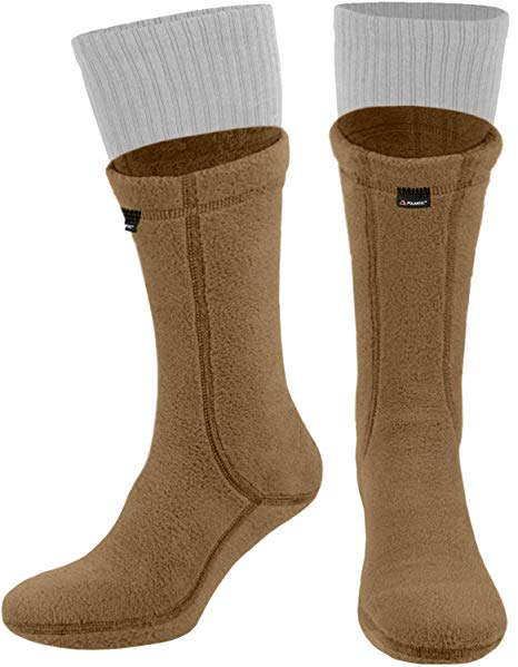 281Z Hiking Warm 8 inch Boot Liner Socks - Military Tactical Outdoor Sport - Polartec Fleece Winter Socks (Coyote Brown)