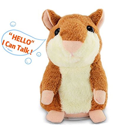 IMISO Talking Hamster Repeats What You Say Electronic Pet Talking Plush Buddy Mouse for Child Kids Party Toys (1 Pieces Brown)