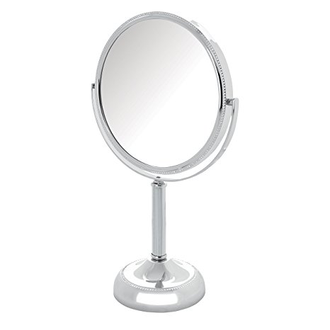 Jerdon JP910CB 1X and 10X Magnified Tabletop Swivel Vanity Mirror, Chrome Beaded Finish, 23.2 Ounce