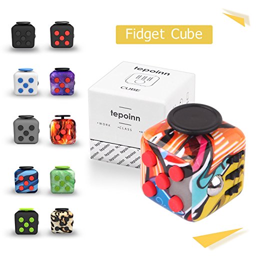 Tepoinn Fidget Attention Cube Relieves Stress and Anxiety Educational Development Toys for ADD, ADHD, Anxiety, and Autism Children and Adults (Graffiti)