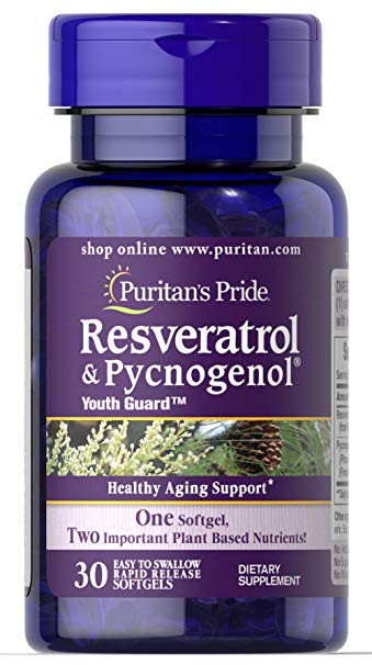 Puritan's Pride Resveratrol 100 mg & Pycnogenol 30 mg-30 Softgels