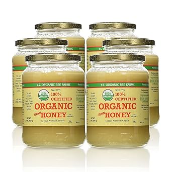YS Organic Bee Farms CERTIFIED ORGANIC RAW HONEY 100% CERTIFIED ORGANIC HONEY Raw, Unprocessed, Unpasteurized - Kosher 32oz(pack of 6)