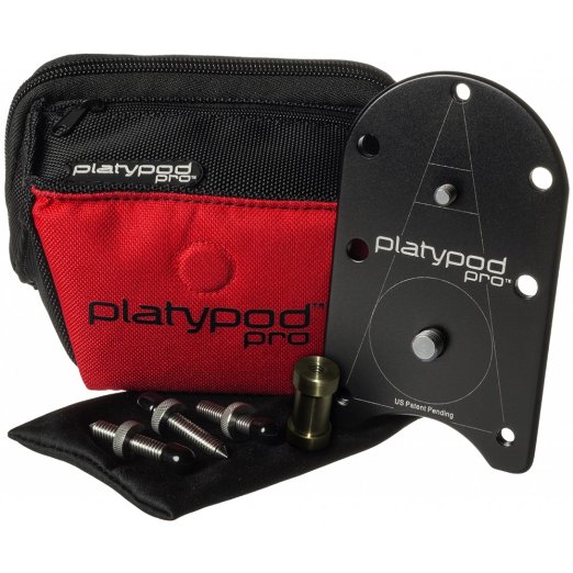 Platypod Pro Camera Support Base Tripod - Deluxe Kit with Case & Spike/Screw Set