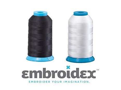 Set of 2 HUGE Bobbin Thread for Sewing And Embroidery Machine 1 Black and 1 White 5500 Yards Each - Polyester - Embroidex