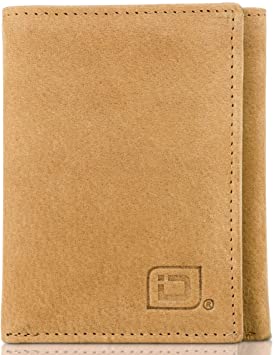 Leather Trifold Wallets for Men - RFID Blocking - Mens Trifold Wallet Tan