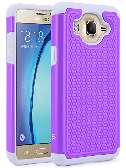 Galaxy On5 Case, LK [Shock Absorption] Drop Protection Hybrid Dual Layer Armor Defender Protective Case Cover for Samsung Galaxy On5 (Violet)