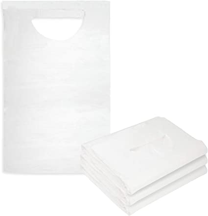 Tie Back Disposable Adult Bibs 300 Pack -Absorbent Tissue Front, Water Resistant