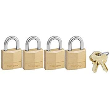 Master Lock Padlock, Solid Brass Lock, 3/4 in. Wide, 120Q (Pack of 4-Keyed Alike)