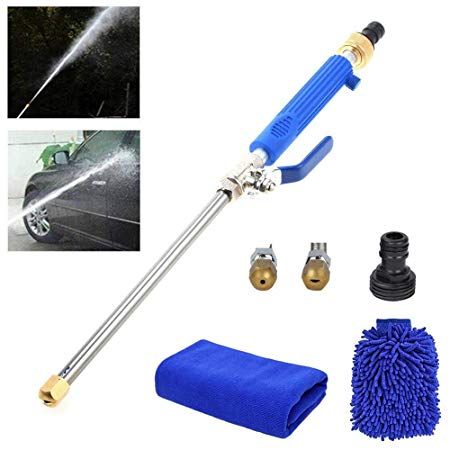 Hydro Jet High Pressure Power Washer, Heavy Duty Metal Water Spray Gun Wash Wand with Garden Hose End and Glove, Leak Proof Pistol Grip Sprayer for Car Washing, Plants Watering, Pets Shower, Cleaning