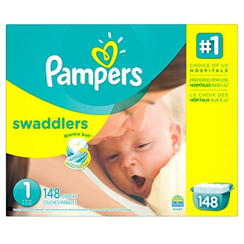 Pampers Swaddlers Diapers Size 1 Giant Pack 148 Count (Pack of 3)