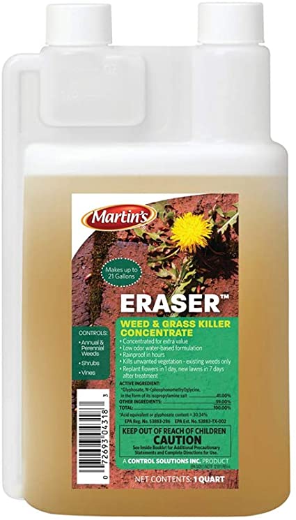 Martin's 82004318 Eraser Weed & Grass Killer, Concentrate, 1 Quart