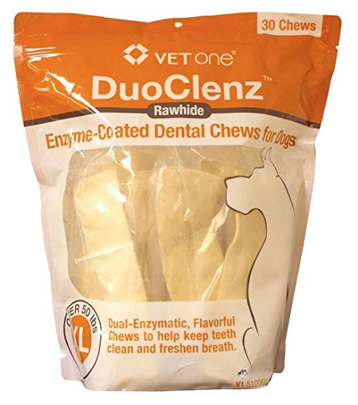 Duoclenz Rawhide Chews for Extra Large Dogs [50  Lbs] (30 Count)
