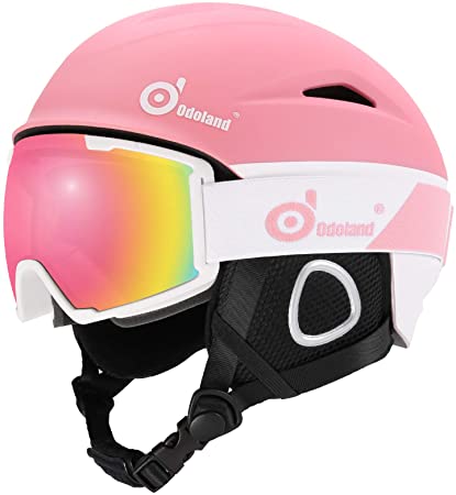 Odoland Ski Helmet, Snowboard Helmet with Ski Goggles, Shockproof, Windproof, Safety Snow Sports Helmet and Protective Glasses for Men Women and Youth