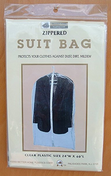 6-PACK ~ Zippered Suit Bag, Semi-Clear Plastic, 24" x 40"