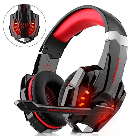 Gaming Headset for Xbox One, PS4, PC Controller, DIZA100 Noise Cancelling Over Ear Headphones with Mic, LED Light, Bass Surround for Laptop Mac Nintendo Switch Games