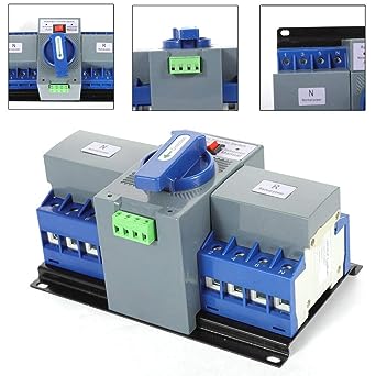 110V Dual Power Automatic Transfer Switch Dual Power Generator Changeover Switch 50HZ/60HZ (4P 63A Blue)