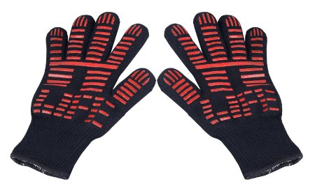 TTLIFE BBQ Grilling Cooking Gloves - 932°F Extreme Heat Resistant Gloves - 1 Pair (Short) - 11" Long for More Flexible