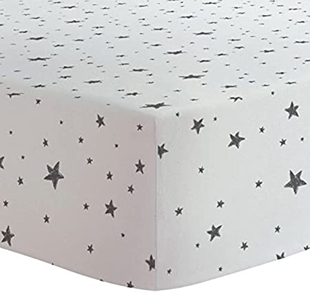Kushies Crib Sheet Flannel, Scribble Stars Black & White, 1 Count