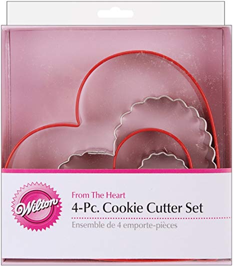 Wilton From The Heart Nesting Cookie Cutter Set, from Bite Sized to 5-inch Heart Cookies, Share the Love of Baking, 4-Piece Set