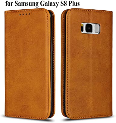 SailorTech Case for Samsung Galaxy S8 Plus Wallet Case, Premium Leather Flip Case with Kickstand and Multiple Card Slots Magnetic Closure Protective Case Compatible for galaxy s8 plus(6.2")Light Brown