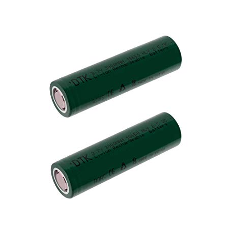 DTK 18650 Battery 3.7V 3000mAh Li-ion Rechargeable High Drain Batteries Flat Top &lt; 2 Packs &gt;