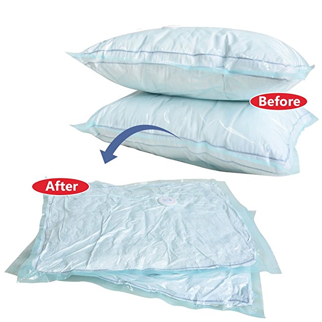 6 Vacuum Space Saver Bags by StoragePro, Durable HDPE Plastic Vacuum Seal Suction Bags for Blankets, Duvets, Pillows, Clothing
