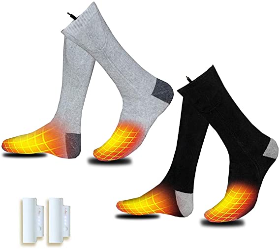 VALLEYWIND Heated Socks, Battery Socks Electric Foot Warmer Come with Rehargeable Lithium Battery Keep Forefoot and Toes Warm Heating Time Last 5 to 9 Hours for Winter Hunting Fishing