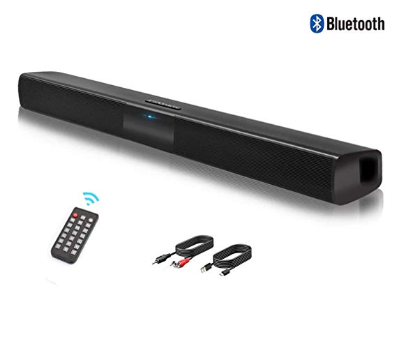 Soundbar, Speaker, Bluetooth Wired and Wireless Speaker HD Audio Stereo Speaker with Remote Control, TF Card Slot, Mobile Phone, TV, Tablet, Powerful Sound, RCA/AUX Support (Black)