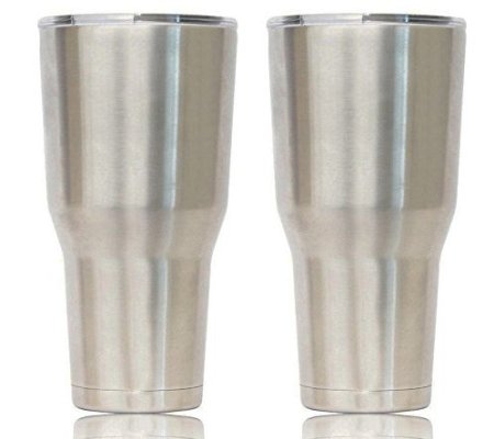 Eskimo Coolers Set of Two 30oz Stainless Steel Vacuum Insulated Tumblers with Lid