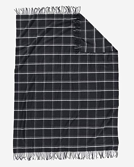 Pendleton 5th Avenue, Black Windowpane Throw Blanket, 54" x 72"