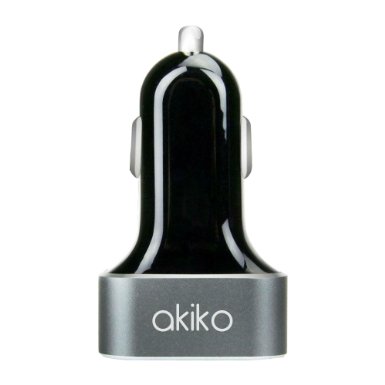 Akiko Smart Power Tri Port Car Charger w Intelligent Charging 66A33W Aluminum 3 USB Car Power AdapterMost Power Car Charger - Retail Packaging