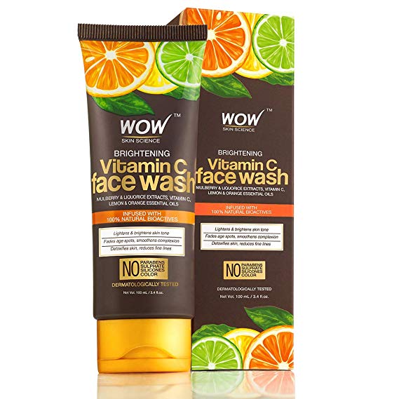 WOW Brightening Vitamin C Face Wash - No Parabens, Sulphate, Silicones & Color - 100mL Tube