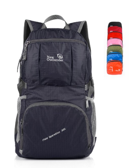 Outlander Big Packable Handy Lightweight Travel Backpack Daypack - Black
