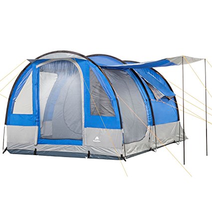 CampFeuer® - Tunnel Tent, 4 Person, 410x250x190 cm, blue/grey
