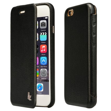 iPhone 6s Case Cover, Jisoncase Handmade iPhone 6 6S Flip Case Leather Case Book Folio Cover with Magnetic Closure [Fits like a Glove] Compatible for iPhone 6 and 2015 New Release iPhone 6s - Black (JS-IP6-32H10)