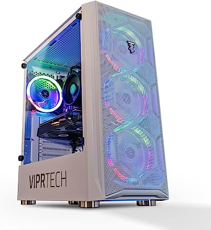 ViprTech Avalanche Gaming PC Computer Desktop - AMD Ryzen 5 (12-LCore), AMD Radeon RX 580 8GB, 16GB DDR4 RAM, 1TB HDD, 700w PSU, VR-Ready, RGB, WiFi, Windows 10 Pro, 1-Year Warranty