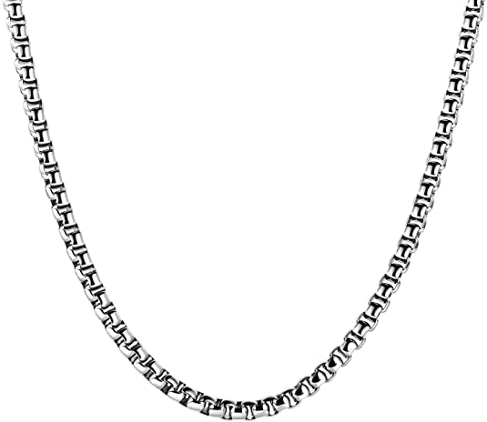 SANNYRA 2mm-7mm 16-38In Stainless Steel Rolo Chain Necklace Crude Chain Necklace for Men Women Jewelry