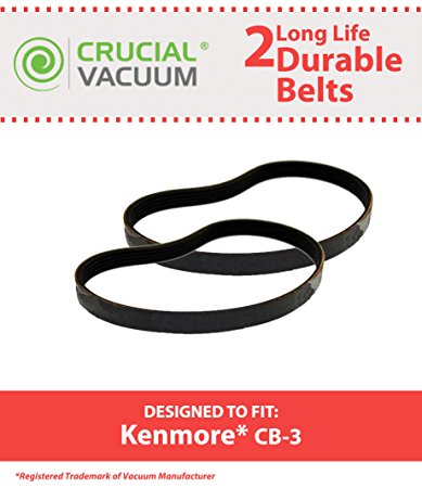 Crucial Vacuum 2 Kenmore CB-3 Belts, Fit Kenmore PowerMate Canister Vacuums, Compare to Part # 20-5218
