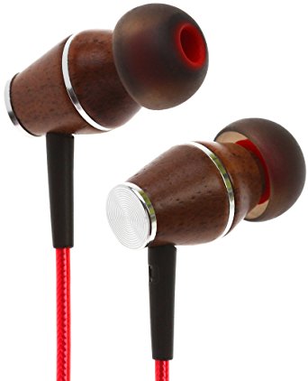 Symphonized XTC 2.0 Premium Genuine Wood In-ear Noise-isolating Headphones|Earbuds|Earphones with Innovative Shield Technology Cable and Mic (Lava Red )