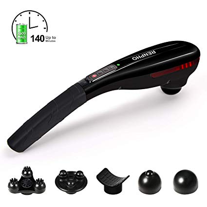 RENPHO Massager Rechargeable Cordless Handheld Massager - Portable Wireless Electric Percussion Full Body Deep Tissue Massager for Muscles, Neck, Shoulder, Back, Foot, Leg, Calf Pain Relief