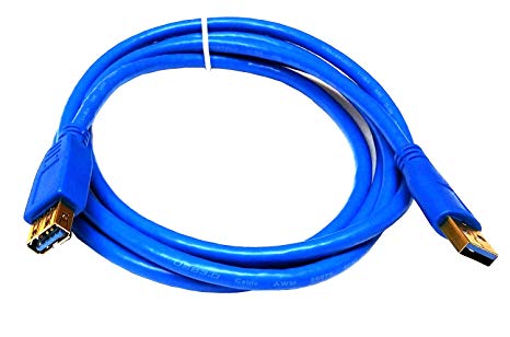 Importer520(TM) Gold Plated Superspeed USB 3.0 Type A Male to Type A Female 28AWG Extension Cable (6 Feet, Blue)
