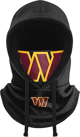 FOCO NFL Team Logo Black Drawstring Winter Cap Hooded Gaiter Balaclava Face Cover