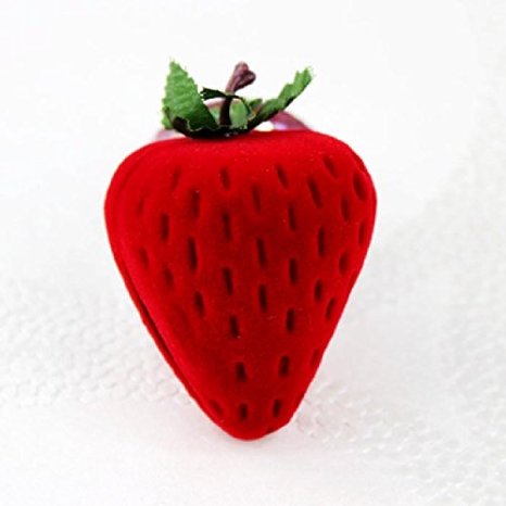HuaYang Cute Strawberry Style Ring Earring Ear Stud Eardrop Box Case Container Stand