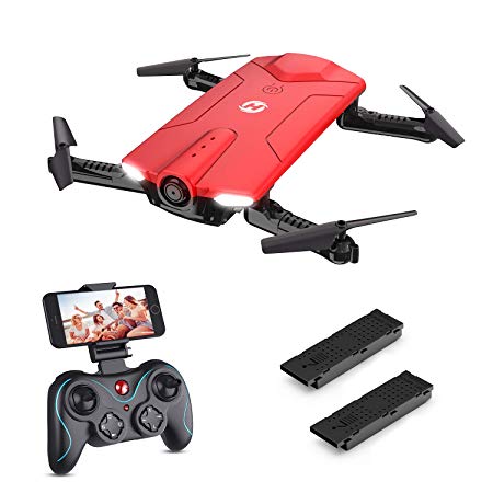 Holy Stone HS160 Drone with Camera, RC Quadcopter Foldable Drone with WiFi FPV 720p Camera Live Video for Beginners & Kids - Altitude Hold, One Key Start, APP Control and Portable Carrying Case, Red