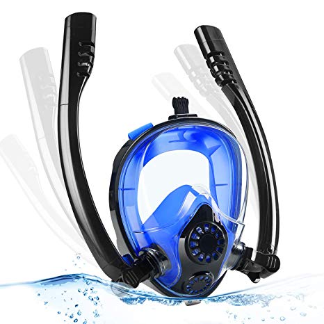 Pellor Seaview 180°K2 Full Face Snorkel Mask,Advanced Breathing System Snorkeling Mask for Safe Snorkeling Anti Leak Anti Fog Diving Mask Dry Snorkel Set