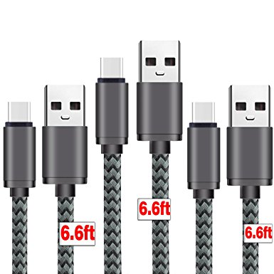 USB Type C Cable,[3Pack][6ft],by Ailun,Fast Speed 3.0A Type-C to USB A Sync & Charging Nylon Braided Cable for Smartphone&Tablets [Greyblack]