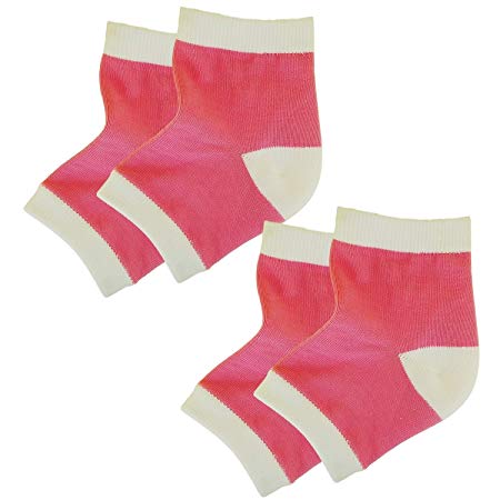 Bodiance Gel Heel Socks for Moisturizing Repair & Healing of Cracked, Dry, Rough Skin on Feet(2 pairs), Pink, One Size